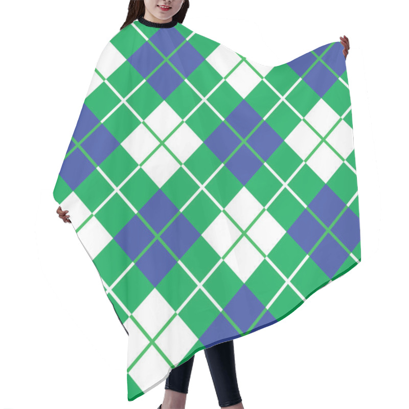 Personality  Bias Plaid Pattern In Blue And Green Hair Cutting Cape