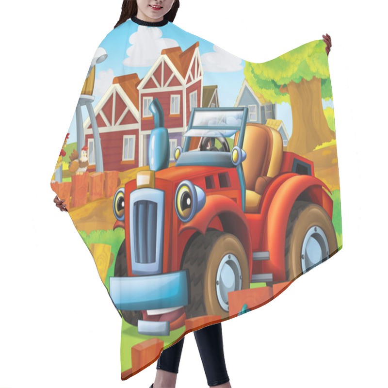 Personality  The Farm Illustration With Tractor Hair Cutting Cape