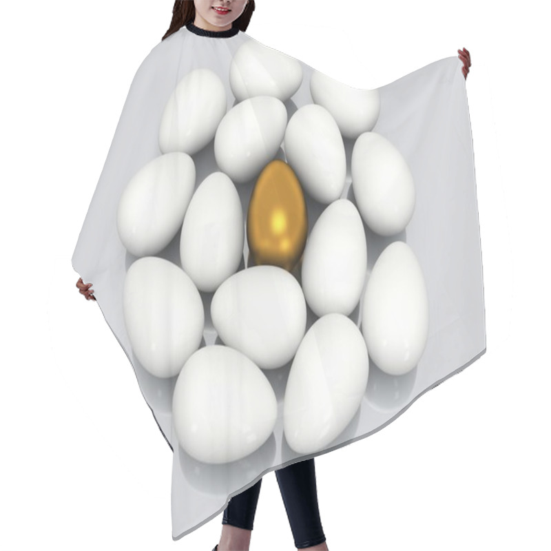 Personality  Unique Golden Egg Among White Eggs Hair Cutting Cape