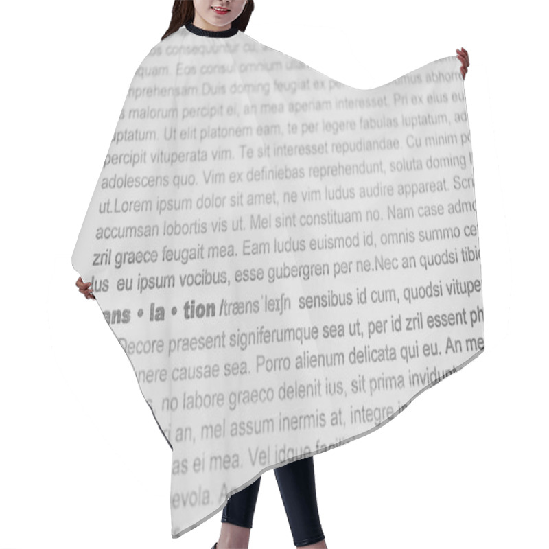 Personality  Top View Of Word Translation In Text Hair Cutting Cape