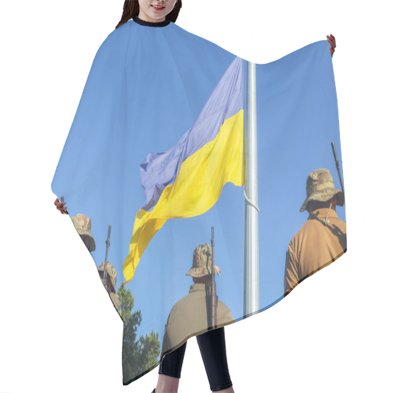 Personality  Flag Of Ukraine On A Background Of Blue Sky Hair Cutting Cape