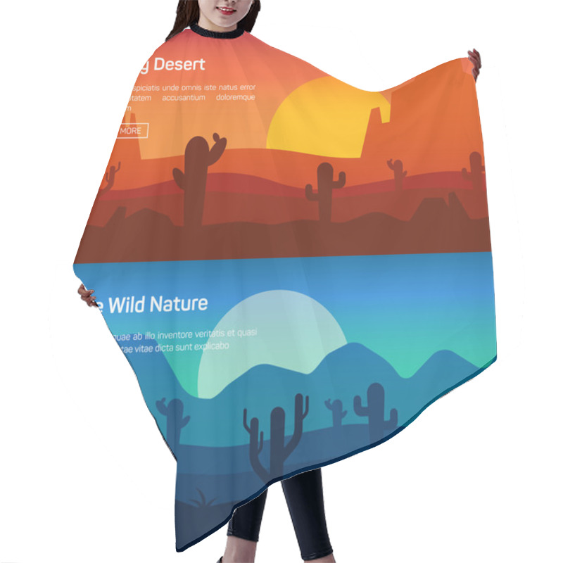 Personality  Horizontal Banner Set With Lonely Desert And Wild Nature  Hair Cutting Cape