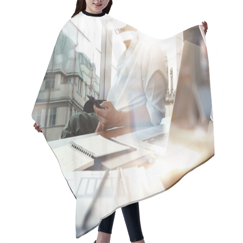 Personality  Business Documents On Office Table With Smart Phone And Digital  Hair Cutting Cape