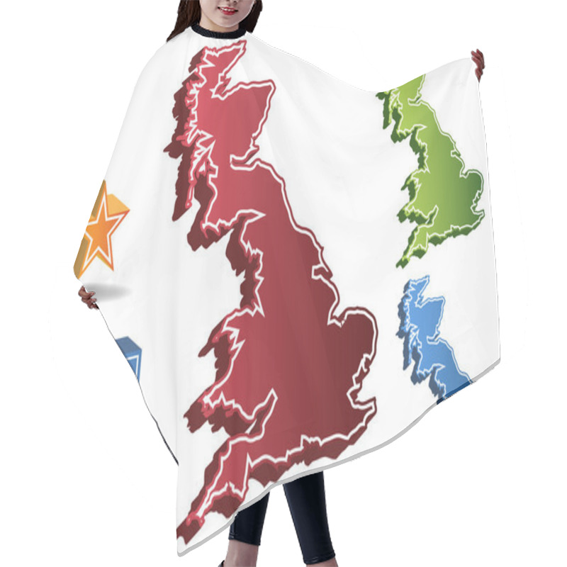 Personality  3D United Kingdom Country Map Hair Cutting Cape