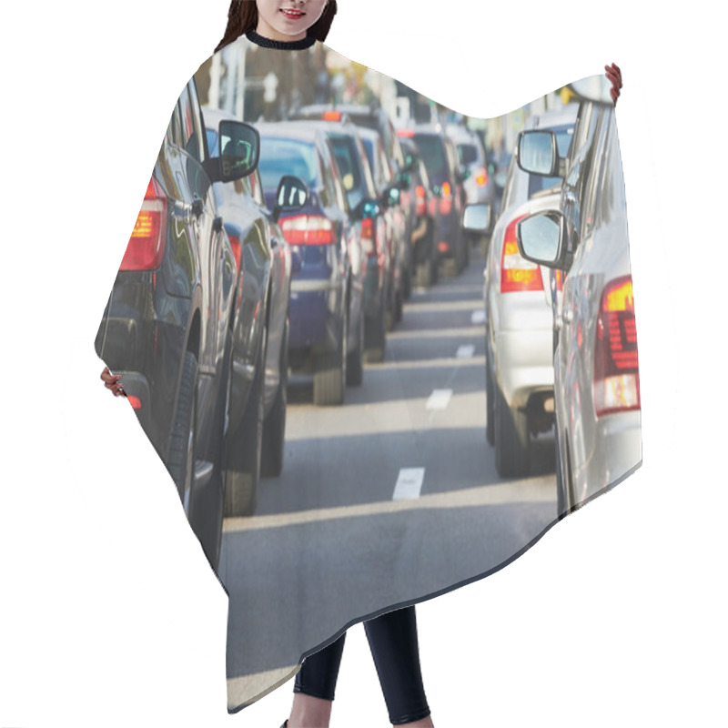 Personality  Traffic Jam Or Automobile Collapse In A City Street Road Hair Cutting Cape