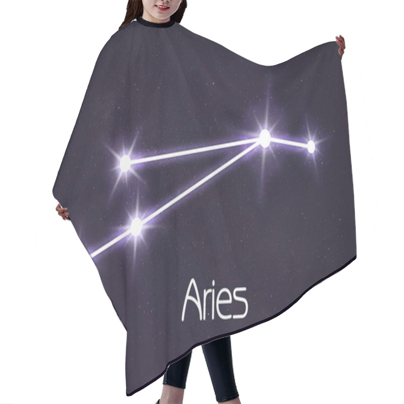 Personality  Aries Constellation. Stick Figure Pattern In Starry Night Sky Hair Cutting Cape