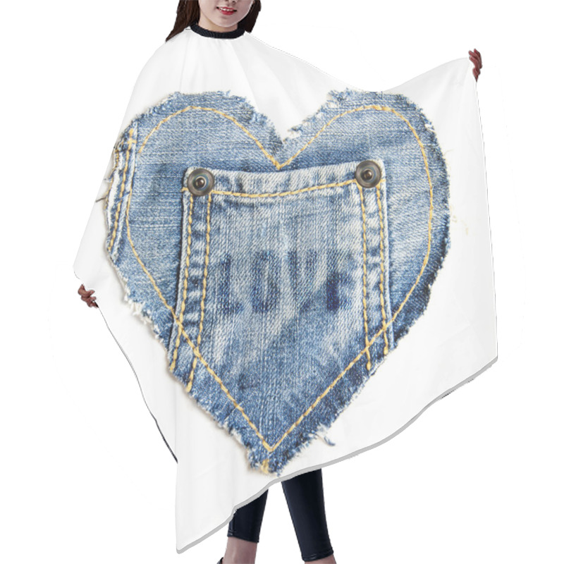 Personality  Blue Jeans Shape Of Heart Hair Cutting Cape