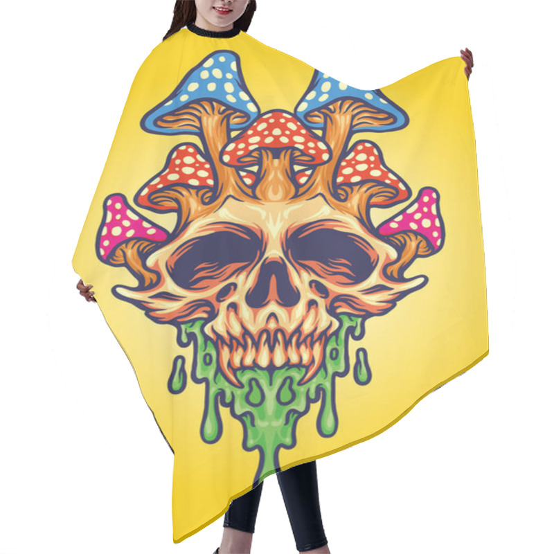 Personality  Fungus Skull Psychedelic Melt Vector Illustrations For Your Work Logo, Mascot Merchandise T-shirt, Stickers And Label Designs, Poster, Greeting Cards Advertising Business Company Or Brands. Hair Cutting Cape