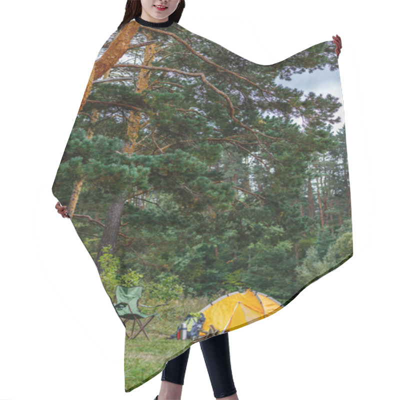 Personality  Camping With Tent In Forest Hair Cutting Cape