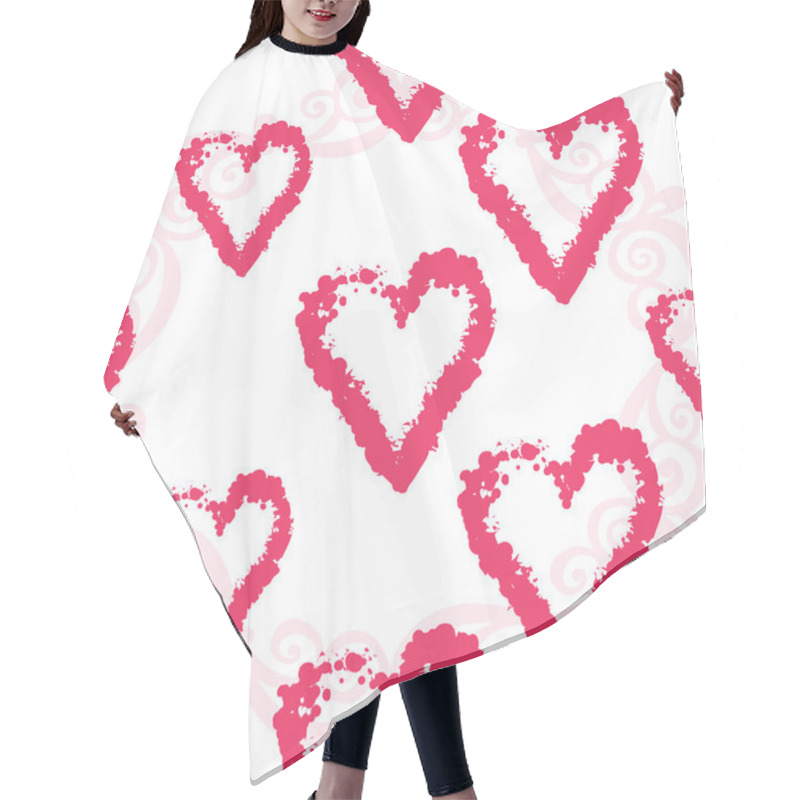 Personality  Seamless Pattern With Hearts. Hair Cutting Cape