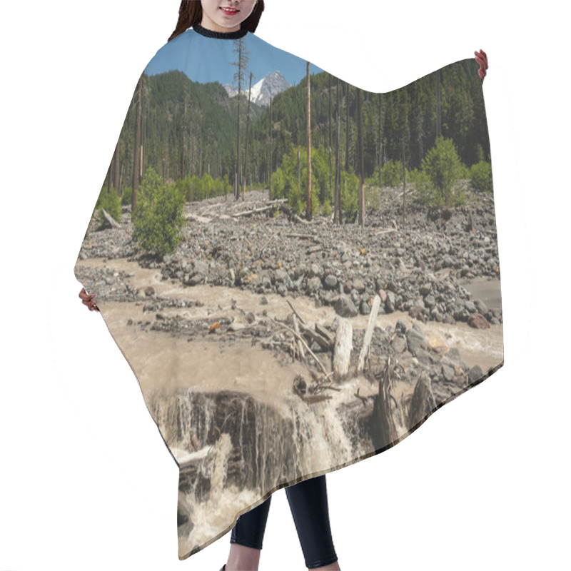 Personality  Tahoma Creek Flows Muddy Through A Rocky Flood Plain Below Mount Rainier Naitonal Park Hair Cutting Cape