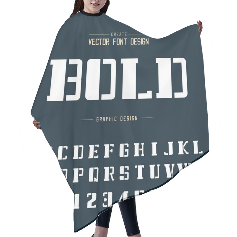 Personality  Tech Bold Font And Alphabet Vector, Technology Script And Number Design, Graphic Text On Background Hair Cutting Cape