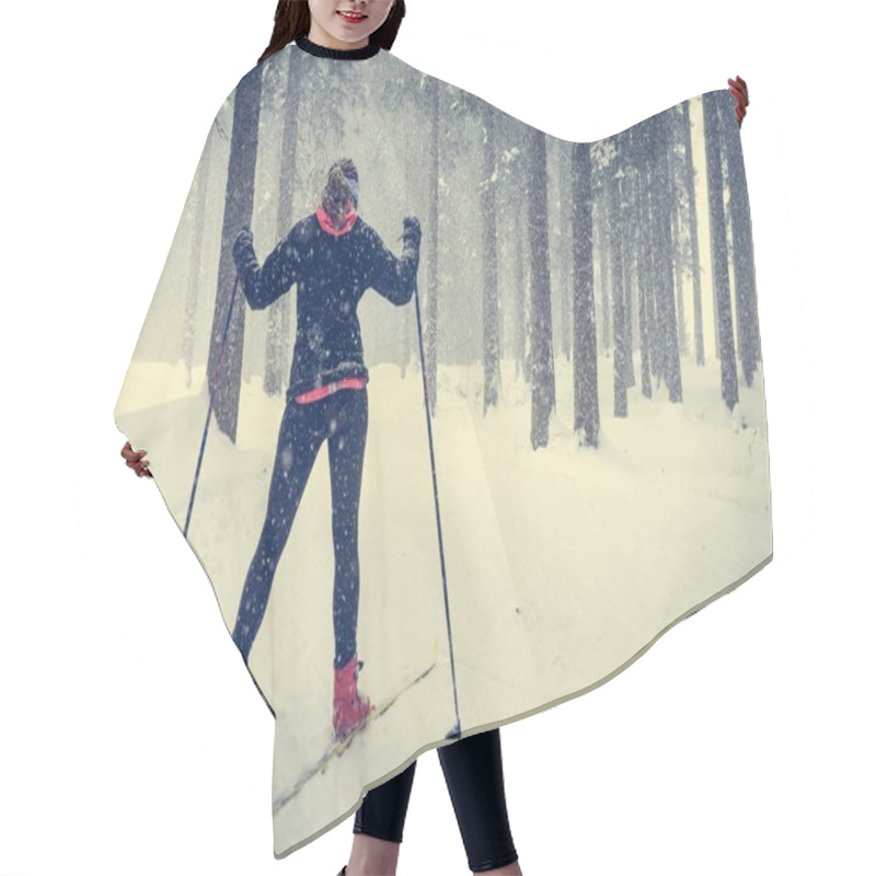 Personality  Cross Country Skiing In Bad Weather. Hair Cutting Cape