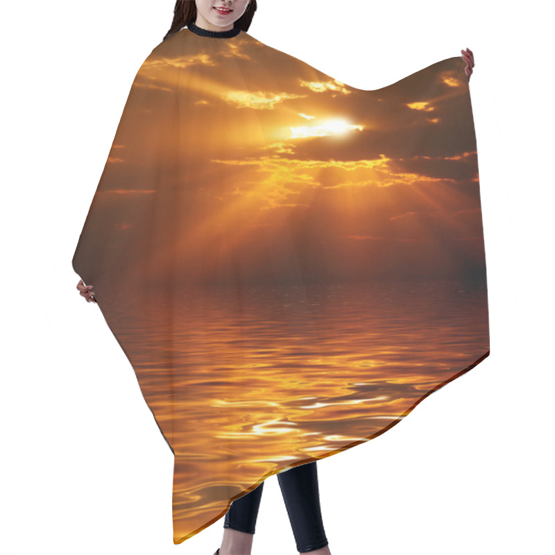 Personality  Sunrise Over Sea. Hair Cutting Cape