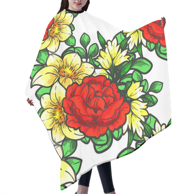 Personality  Blooming Floral Ornament Hair Cutting Cape