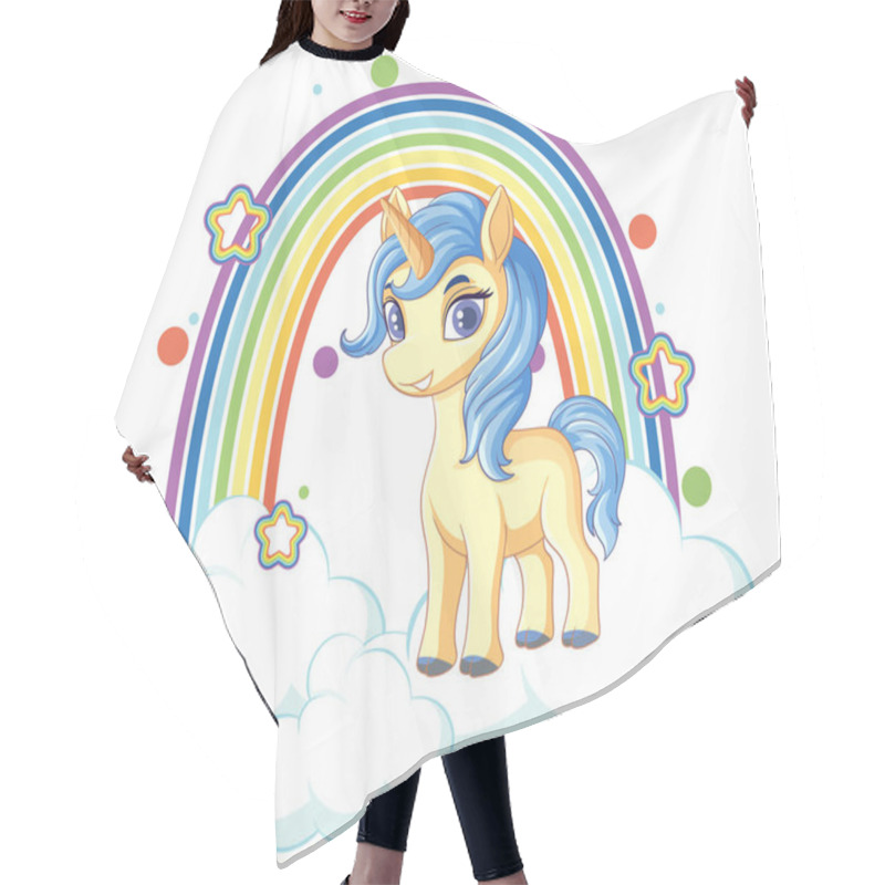 Personality  Unicorn On Cloud With Rainbow Illustration Hair Cutting Cape