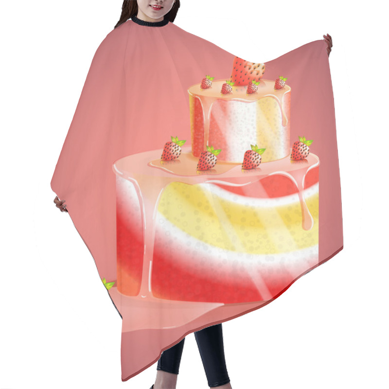 Personality  Vector Illustration Of A Strawberry Cake Hair Cutting Cape