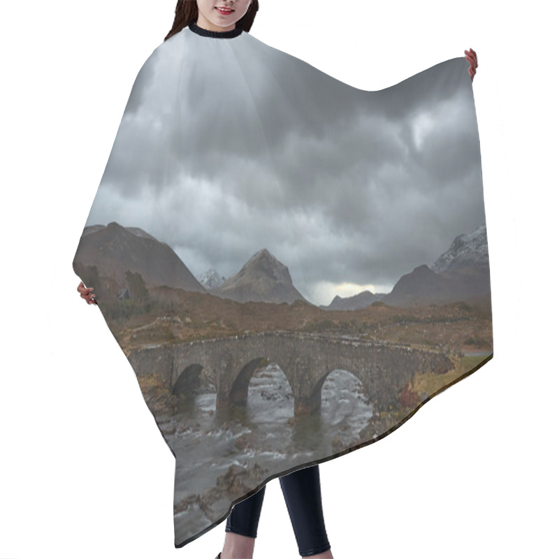 Personality  Powerful Sky With The Old Stone Bridge, Characteristic And Famous Of The Island. Lots Of Water And Dramatic Sky. Hair Cutting Cape