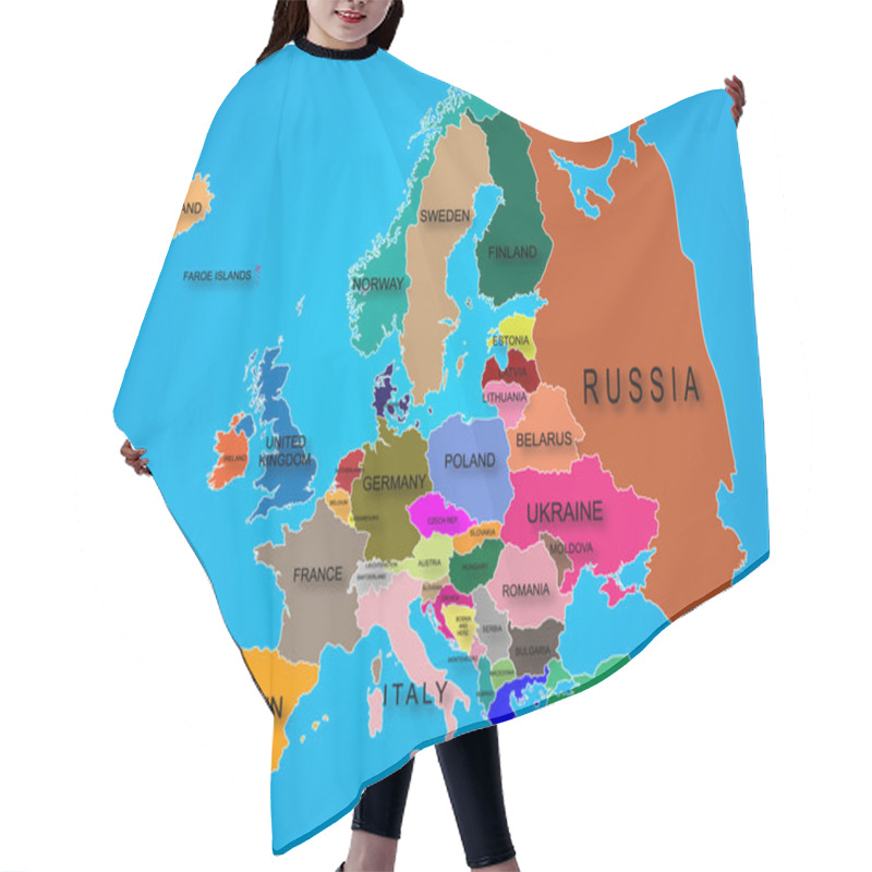 Personality  Map Of Europe Hair Cutting Cape