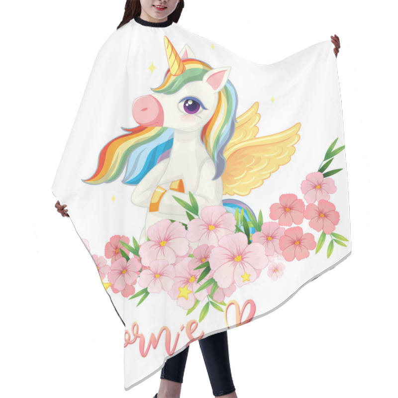 Personality  Unicorn Power Sign On White Background Illustration Hair Cutting Cape