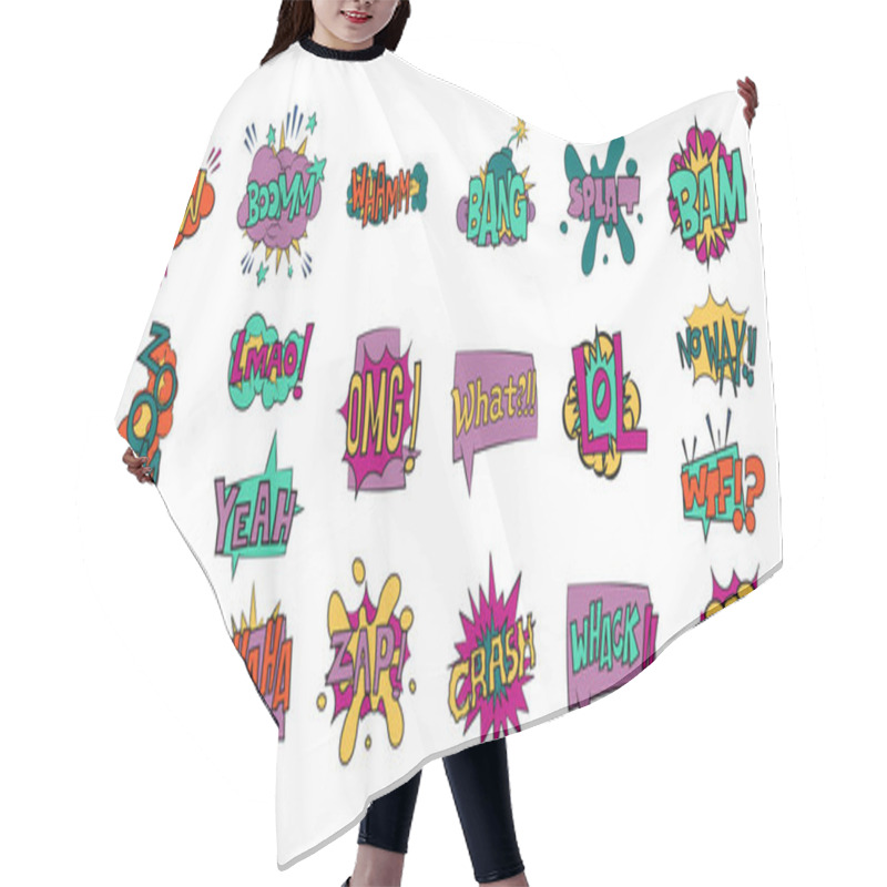 Personality  Comic Book Speech Bubbles Onomatopeia Expression Letters Hair Cutting Cape