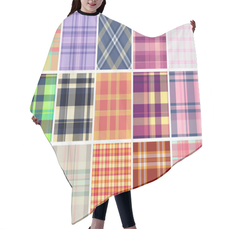 Personality  Plaid Textile Patterns Featuring Geometric Checks And Horizontal Stripes, Perfect For Shirts, Wallpaper, And Fabric Prints. Ideal For Adding A Rustic Or Trendy Touch To Clothing And Home Decor. Hair Cutting Cape