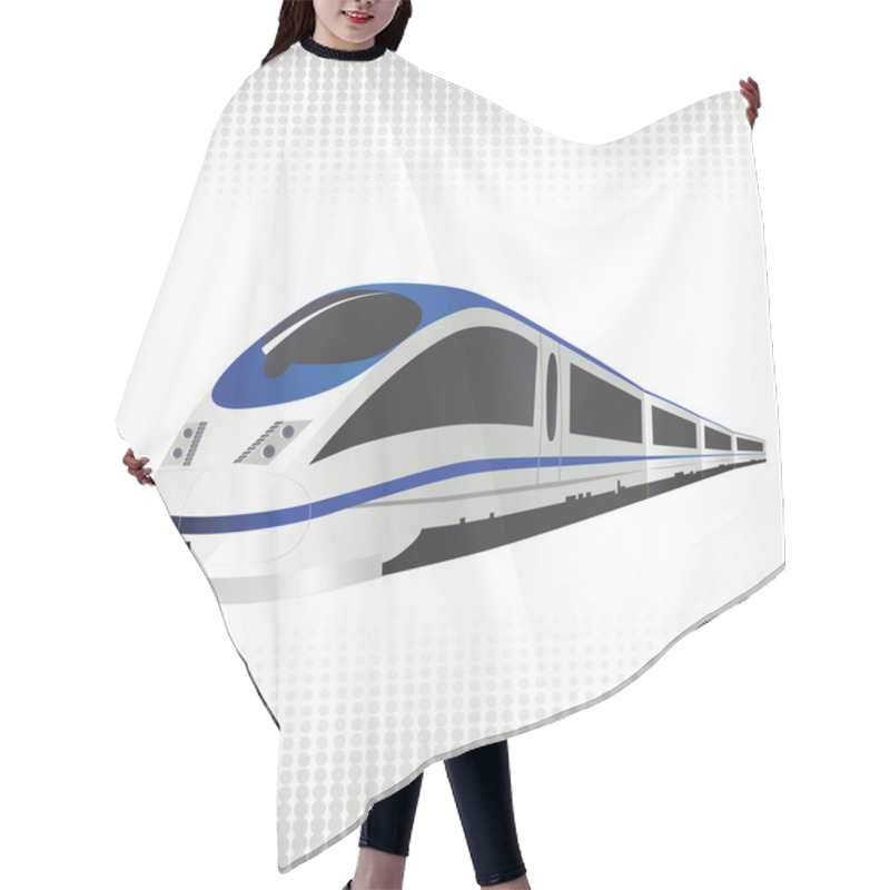 Personality  High-speed Train On Halftone Background. Hair Cutting Cape