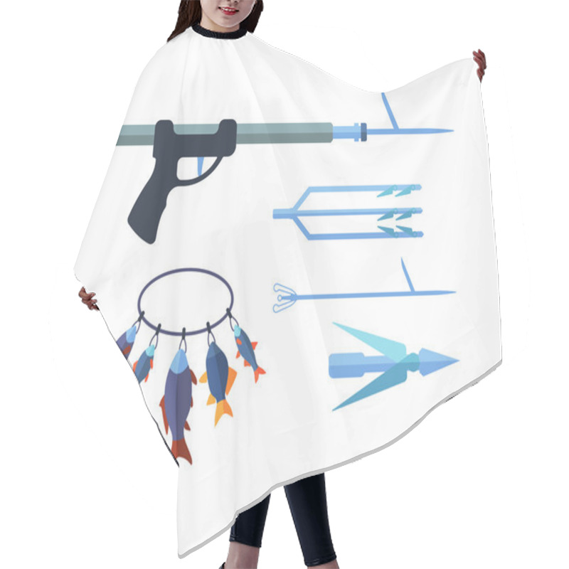 Personality  Speargun Vector Illustration Hair Cutting Cape