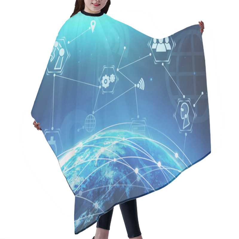 Personality  Business Interface And Planet Hologram Hair Cutting Cape