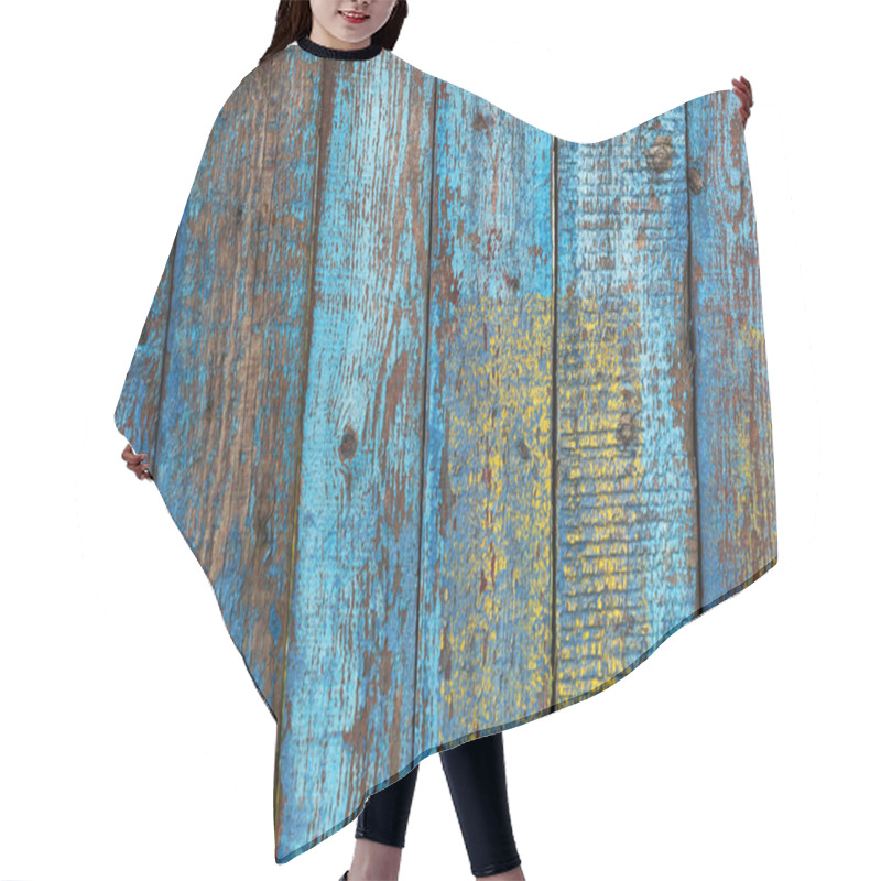 Personality  Shabby Blue Wooden Background Hair Cutting Cape