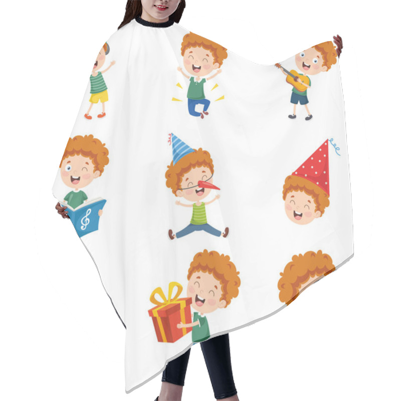 Personality  Vector Illustration Of Cartoon Character Hair Cutting Cape