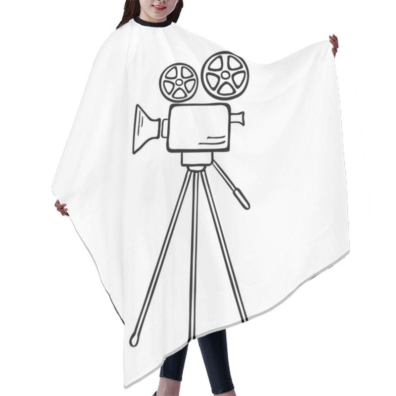 Personality  Movie Camera Vector Sketch Hair Cutting Cape