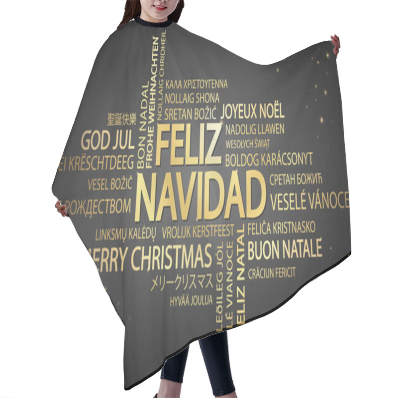 Personality  Word Cloud Merry Christmas (in Spanish) Hair Cutting Cape