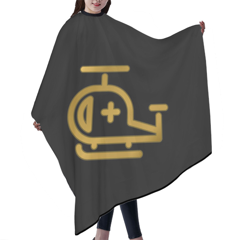 Personality  Air Ambulance Gold Plated Metalic Icon Or Logo Vector Hair Cutting Cape