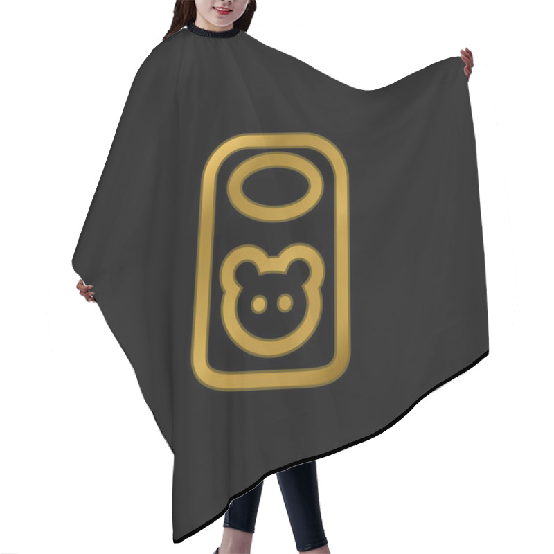 Personality  Baby Bib With Animal Head Outline Gold Plated Metalic Icon Or Logo Vector Hair Cutting Cape