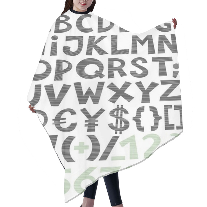 Personality  Gray And Blue Light Patterned Letters And Numbers On White Background Alphabet Set Hair Cutting Cape