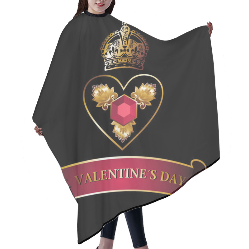 Personality  Golden Crown And Heart Symbol Hair Cutting Cape