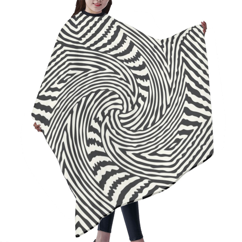 Personality  Abstract Wavy Lines Modern Marble Pattern. Geometric Optical Striped Waves, Art Design, Scarf, Marble, Fabric, Paper, Surface, Backdrop, Digital Print. Fashion And Home Design. Zebra Skin Style. Hair Cutting Cape