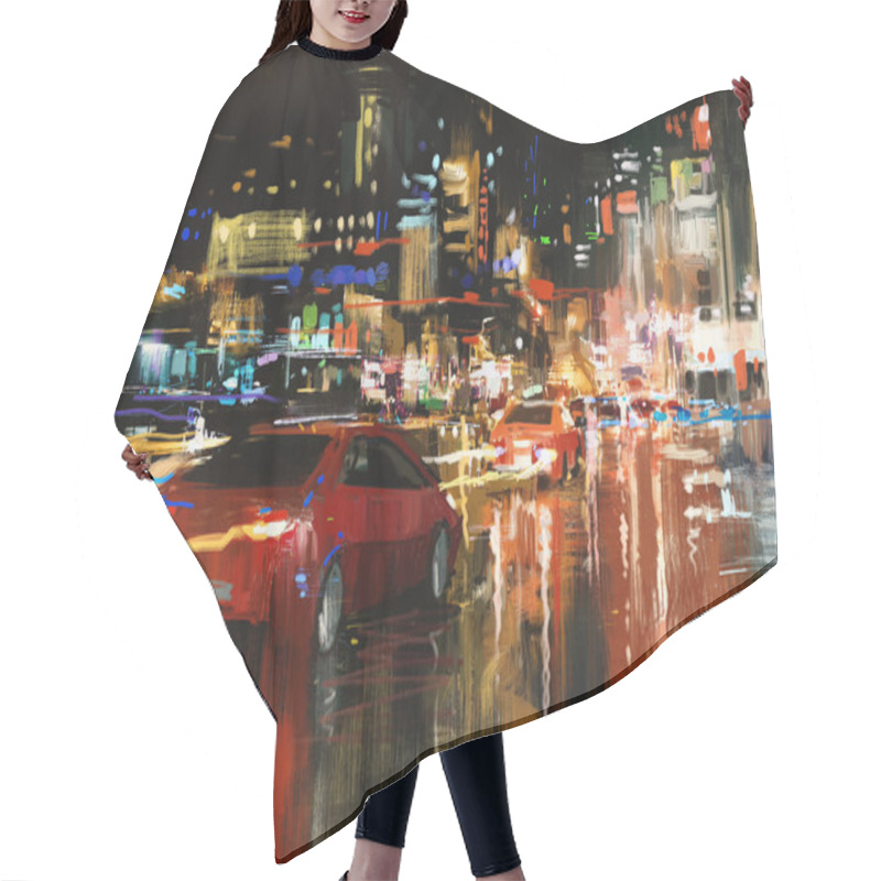 Personality  City Street At Night Hair Cutting Cape