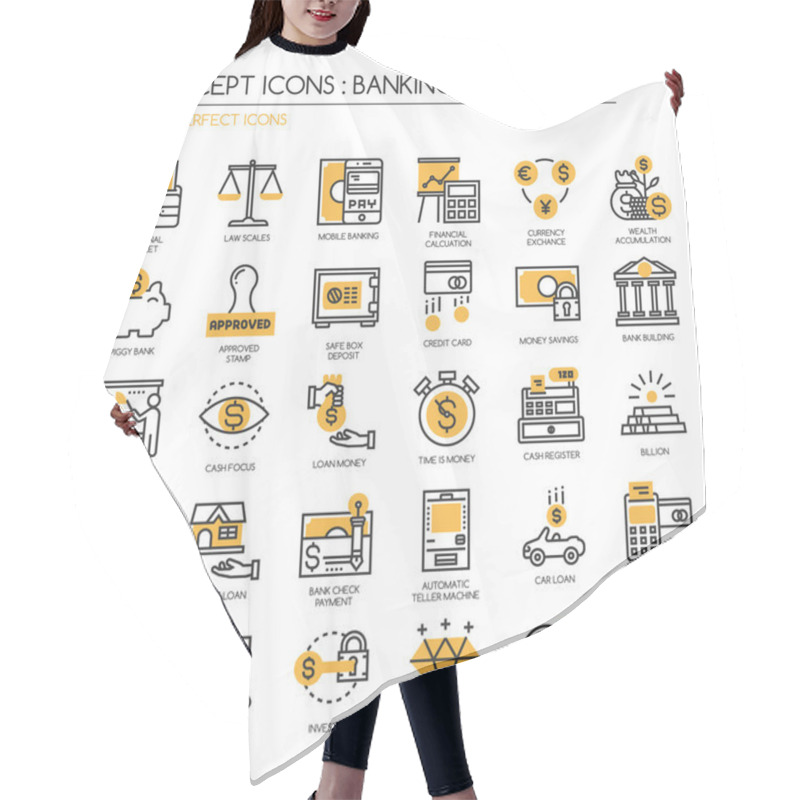 Personality  Banking And Finance , Thin Line Icons Set ,Pixel Perfect Icons Hair Cutting Cape