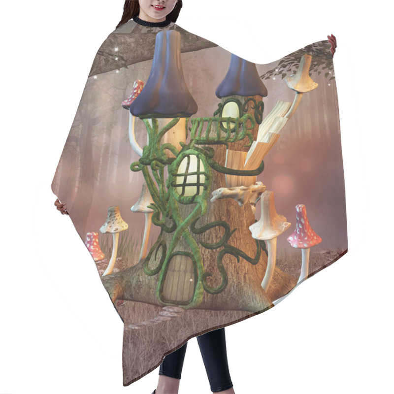 Personality  Fairy Tale Bizarre Fantasy Castle In A Glade With Mushrooms Hair Cutting Cape