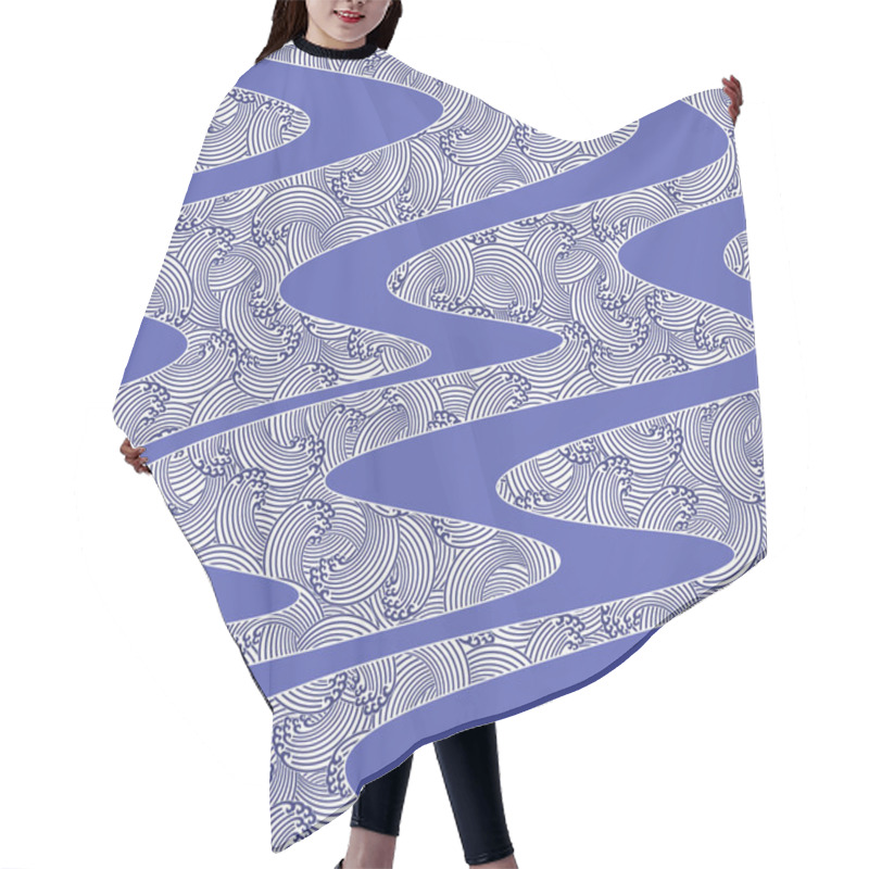 Personality  Ornament Design Of The Wave Japanese Style In Seamlessness, Hair Cutting Cape