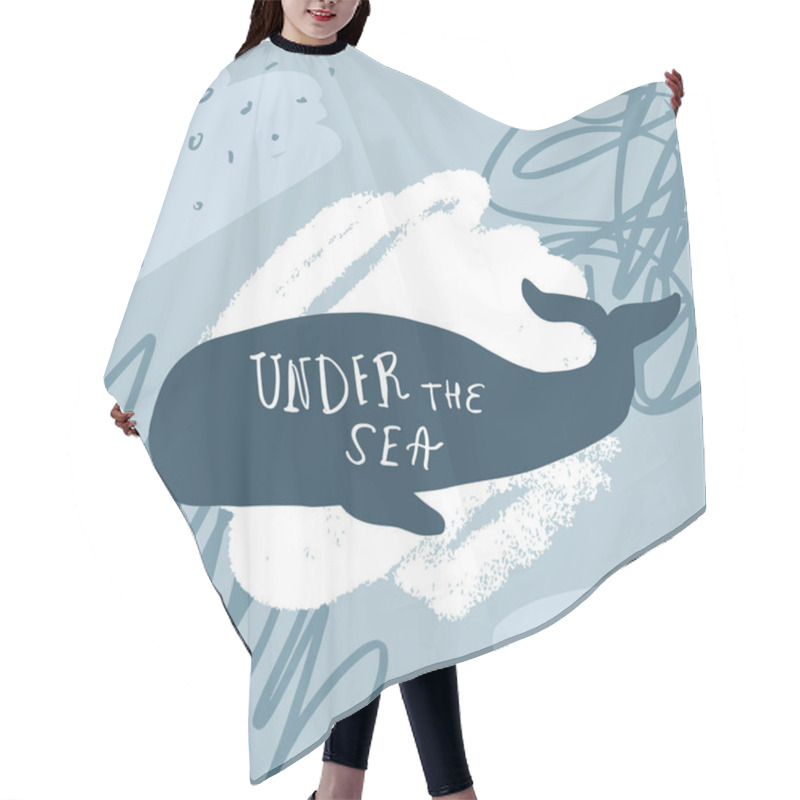 Personality  Vector Lettering Whale. Scandinavian Style Illustration. Cute Nursery Poster Hair Cutting Cape