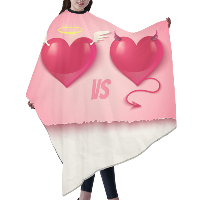 Personality  Devil And Angel Hearts Hair Cutting Cape