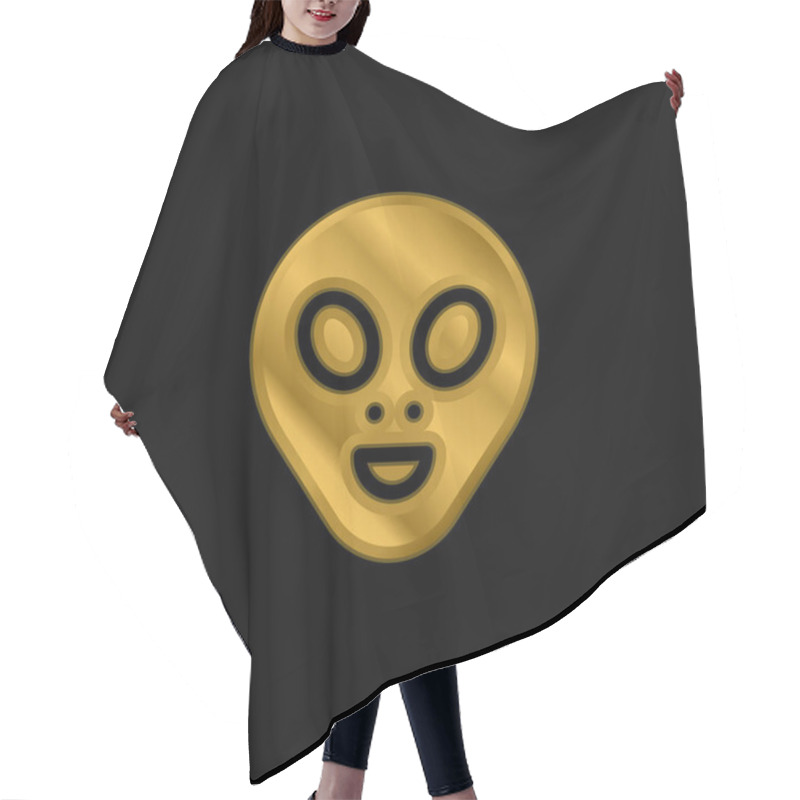 Personality  Alien Gold Plated Metalic Icon Or Logo Vector Hair Cutting Cape