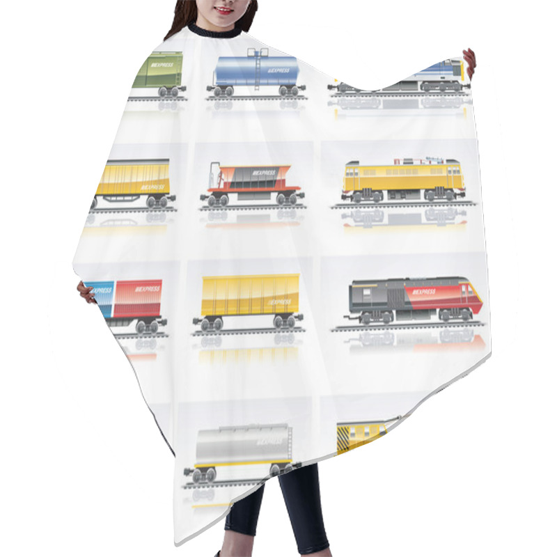 Personality  Vector Railroad Transportation Icon Set Hair Cutting Cape