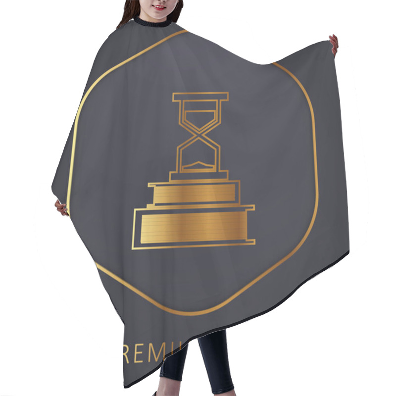 Personality  Books And Sand Clock Golden Line Premium Logo Or Icon Hair Cutting Cape