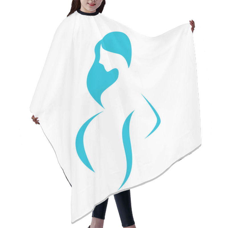 Personality  Blue Stylized Image Of Pregnant Woman Hair Cutting Cape