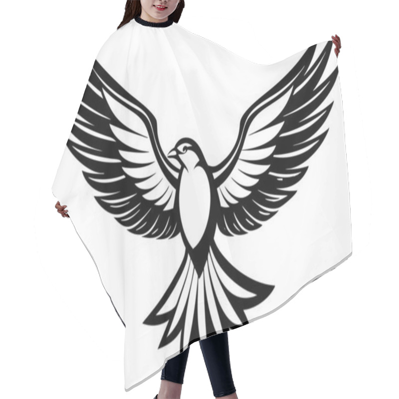 Personality  Stylized Flying Bird Illustration Highlighting Freedom And Grace Hair Cutting Cape