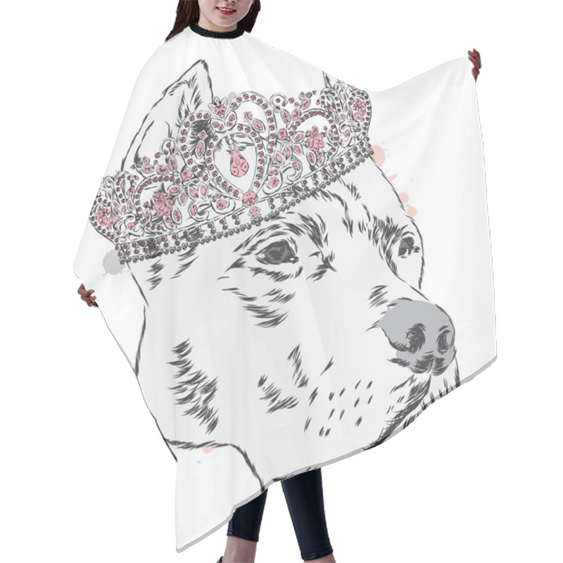 Personality  Pitbull In The Crown. Dog Vector. Vector Illustration For Greeting Card, Poster, Or Print On Clothes. Hair Cutting Cape